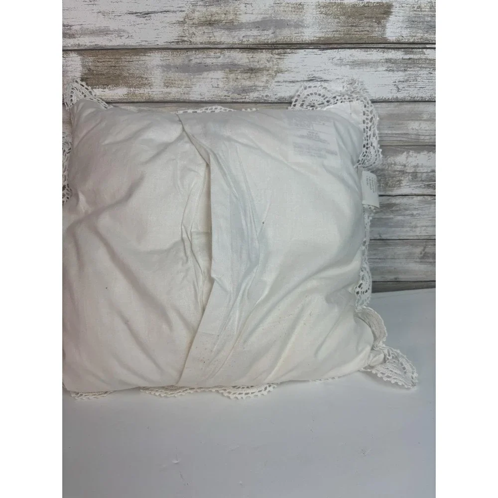 Keeco Vintage Cottagecore Crochet Lace Pillow Set Heart & Square Boho Chic 1995